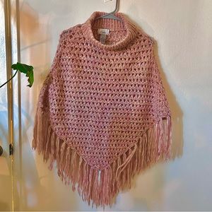 Vintage Pink Crochet Poncho